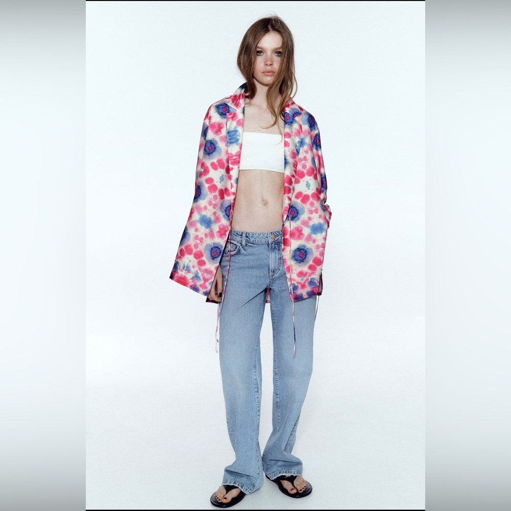 NWT 🩷💙Zara Flowy Tie Dye Pink & Blue Blazer Size SMALL